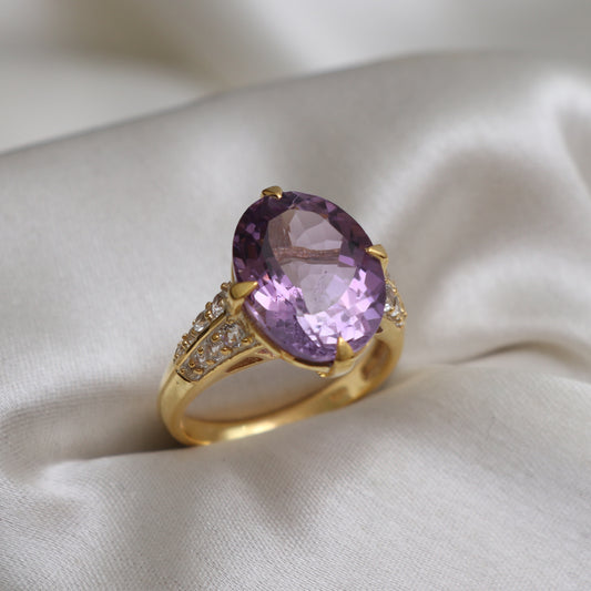 AAA Quilty Amethyst 14K Gold Ring-Designer Amethyst Ring-Wedding Ring-Bridal Gift-749 PILWALS