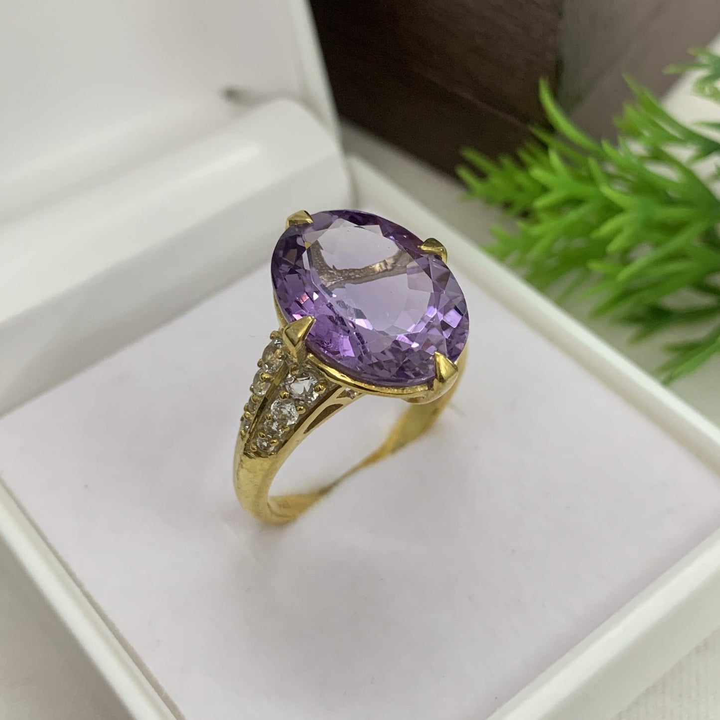 AAA Quilty Amethyst 14K Gold Ring-Designer Amethyst Ring-Wedding Ring-Bridal Gift-749 PILWALS