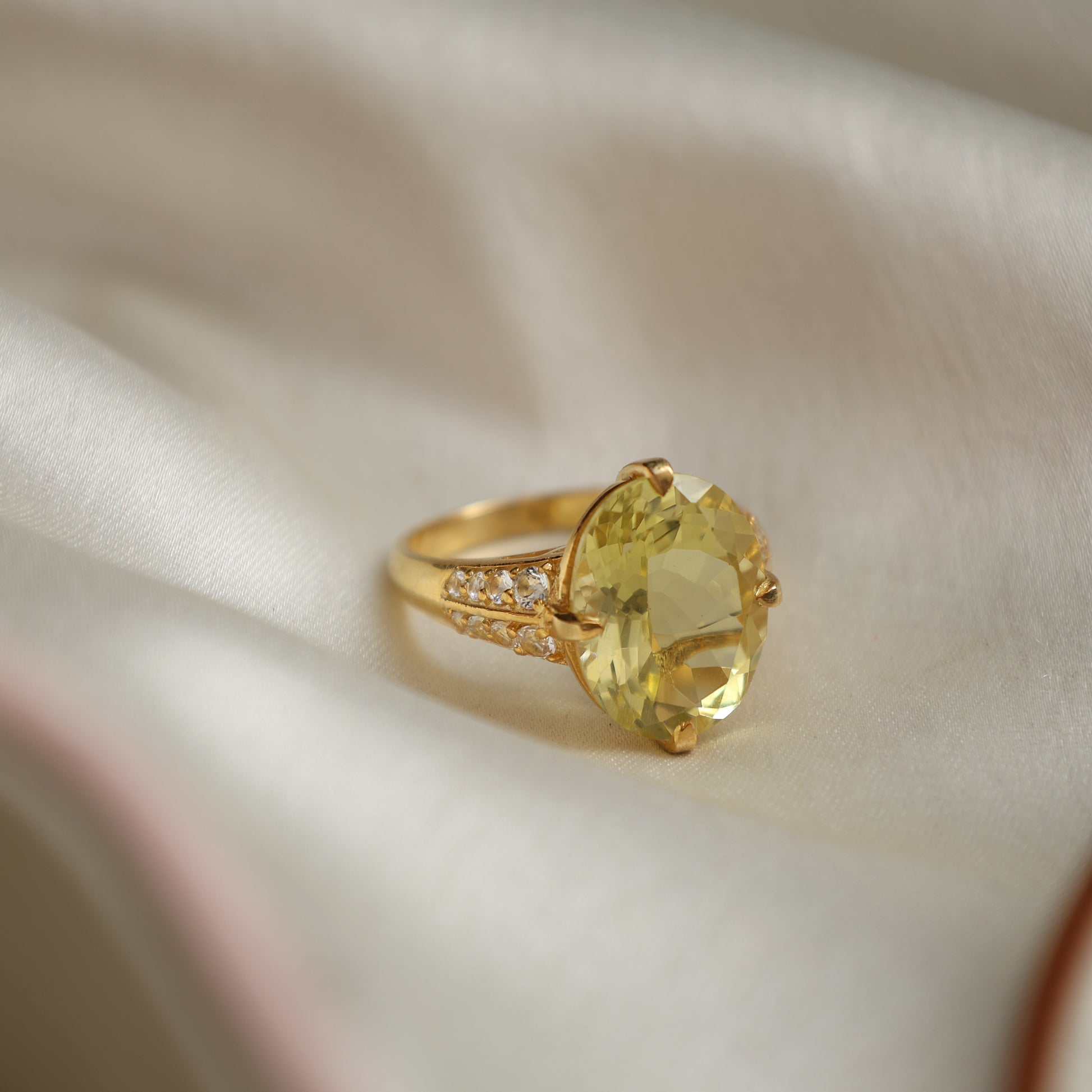 Unique Lemon Quartz Ring-14K Gold Vermil Ring-Anniversary Gift Ring-Quartz Cocktail Ring-Bridal Wedding Ring-749 PILWALS