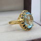 See Blue Topaz Vintage Silver Ring-14k Gold Filled Ring-Wedding Anniversary Gift Ring-Family Love Ring-Gift for Mom-745 PILWALS