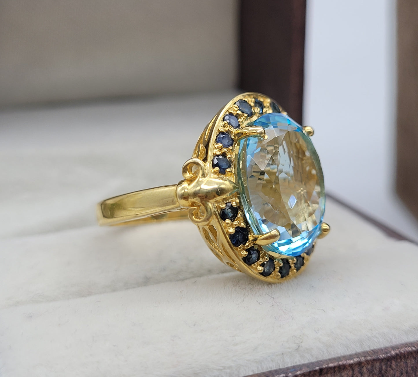 See Blue Topaz Vintage Silver Ring-14k Gold Filled Ring-Wedding Anniversary Gift Ring-Family Love Ring-Gift for Mom-745 PILWALS