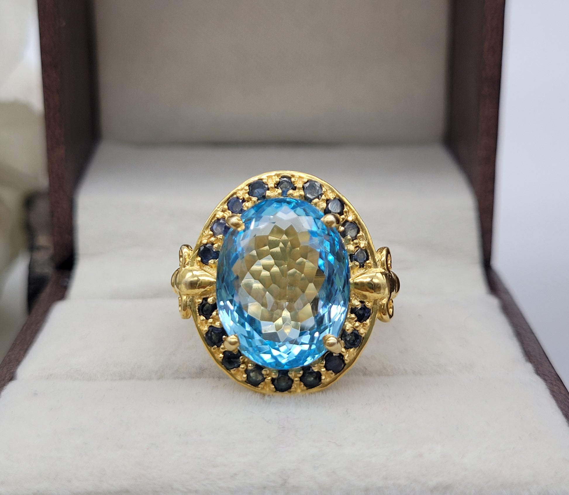 See Blue Topaz Vintage Silver Ring-14k Gold Filled Ring-Wedding Anniversary Gift Ring-Family Love Ring-Gift for Mom-745 PILWALS