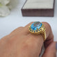 See Blue Topaz Vintage Silver Ring-14k Gold Filled Ring-Wedding Anniversary Gift Ring-Family Love Ring-Gift for Mom-745 PILWALS