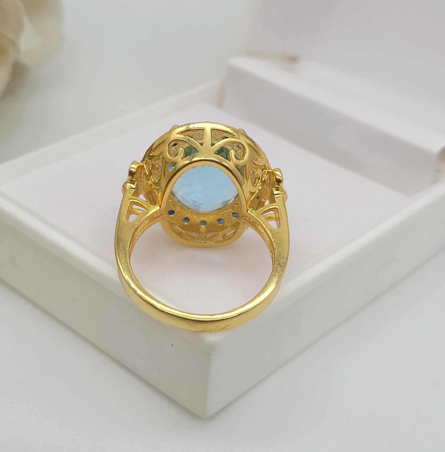 See Blue Topaz Vintage Silver Ring-14k Gold Filled Ring-Wedding Anniversary Gift Ring-Family Love Ring-Gift for Mom-745 PILWALS