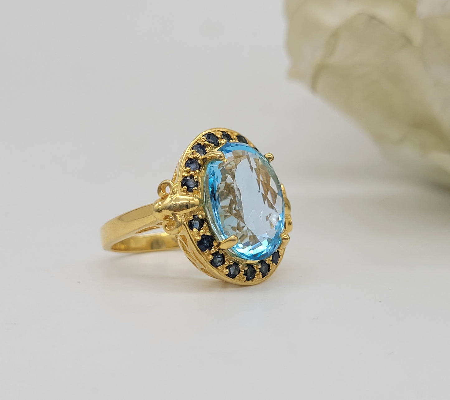 See Blue Topaz Vintage Silver Ring-14k Gold Filled Ring-Wedding Anniversary Gift Ring-Family Love Ring-Gift for Mom-745 PILWALS