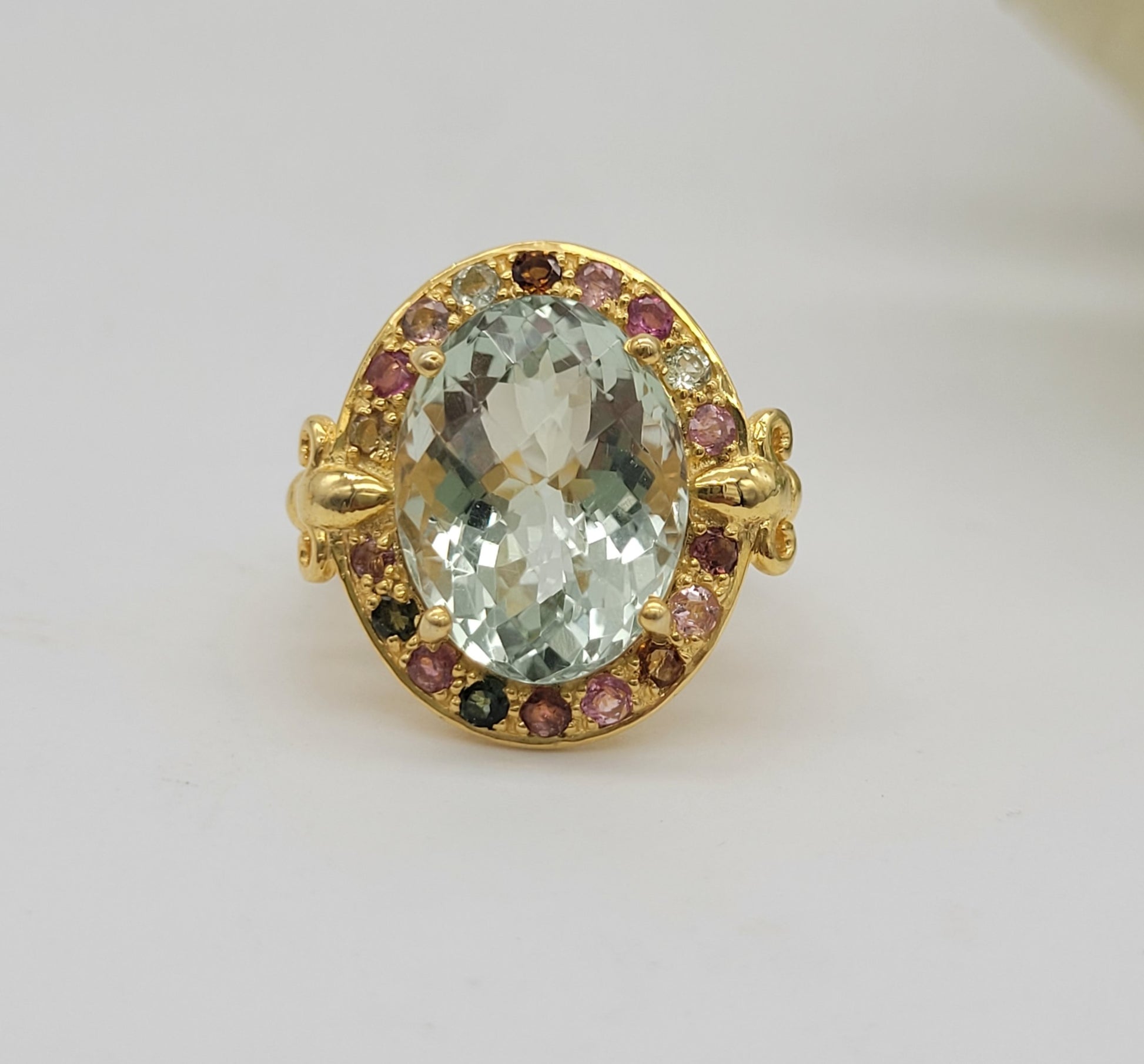 Oval Cut Green Amethyst Ring-Prasiolite 14k Vermeil Gold Ring-Engagement Ring-February Birthstone Ring-Gift for Her-745 PILWALS