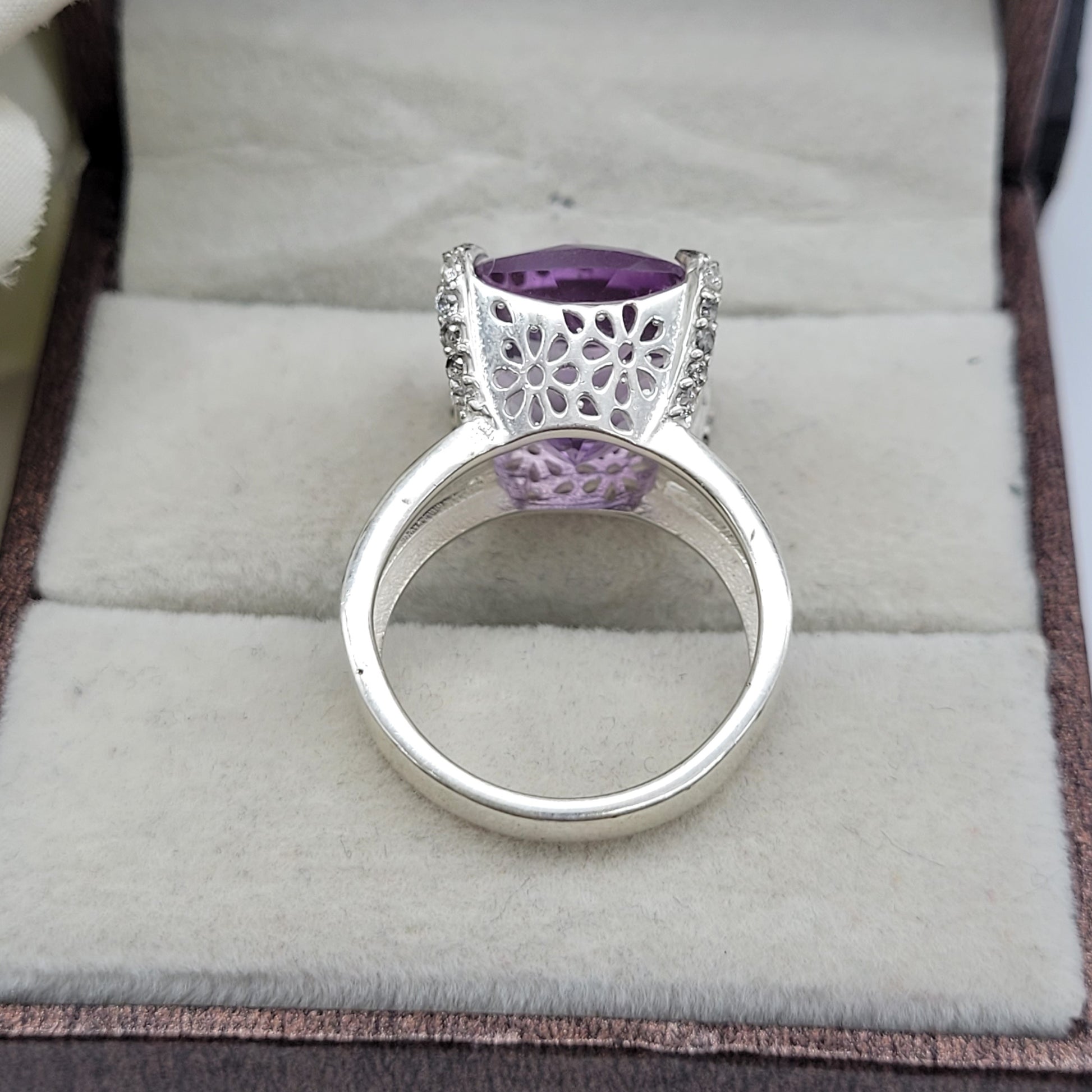 Cushion Cut Amethyst Ring-February Birthstone Ring-Sterling Silver Amethyst Ring-Prong Set Ring-Gift for Her-1018 PILWALS