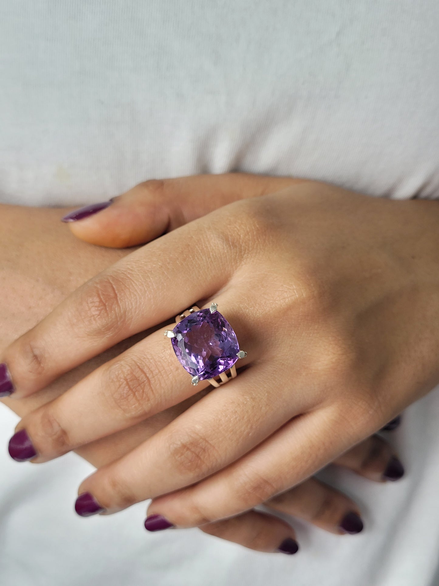 Natural Dark Amethyst Ring-Semiprecious Gemstone Ring-Elegant Purple Ring-February Birthday Gift-Bridal Wedding Gift-1018 PILWALS