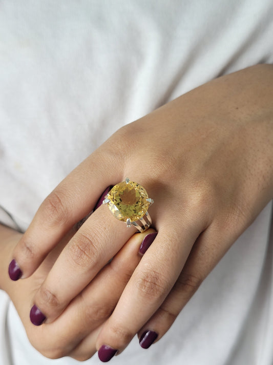 Natural Citrine Cushion Cut Ring-Engagement Ring-November Birthday Gift-Elegant Citrine Ring-1018 PILWALS