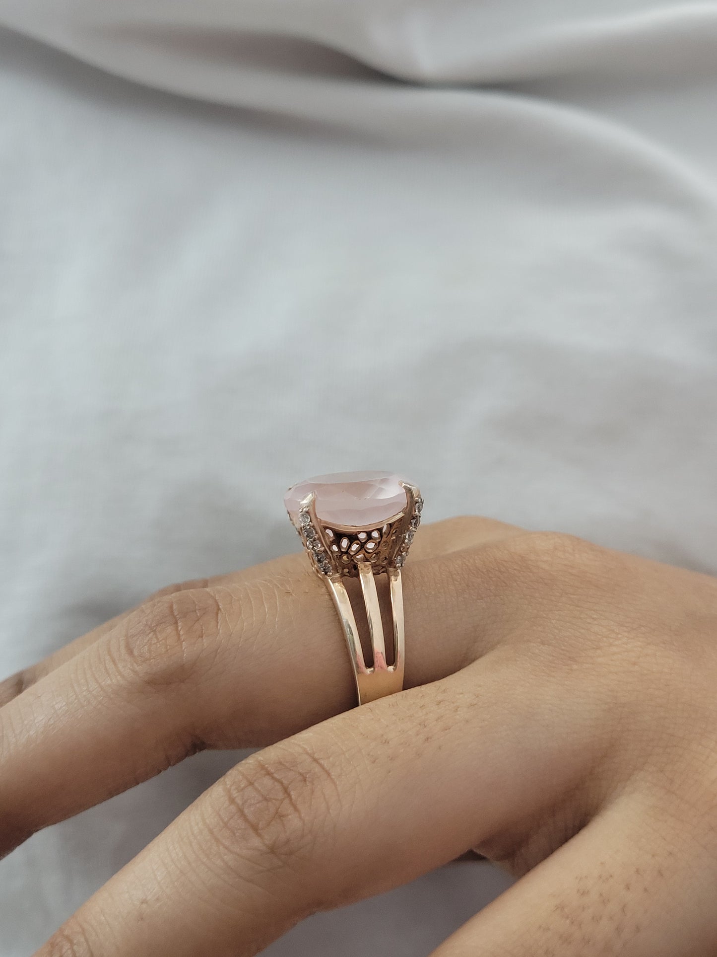 14K Rose Gold Vermeil Ring-Rose Quartz Cushion Cut Ring-January Birthday Gift-Engagement Quartz Ring-Gift for Her1018 PILWALS