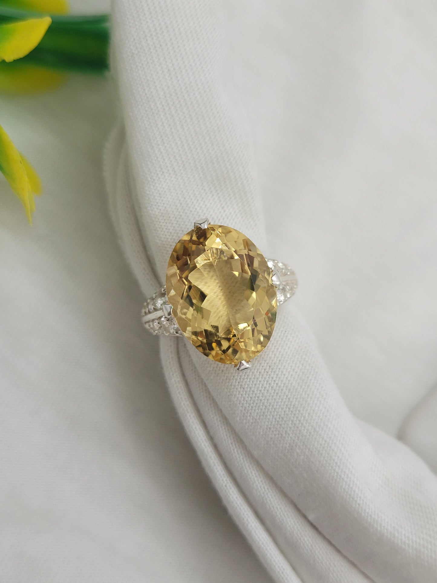 Natural Citrine Oval Cut Ring-Big Gemstone Cocktail Ring-925 Sterling Silver Ring-November Birthstone Gift-Promise Ring-749 PILWALS