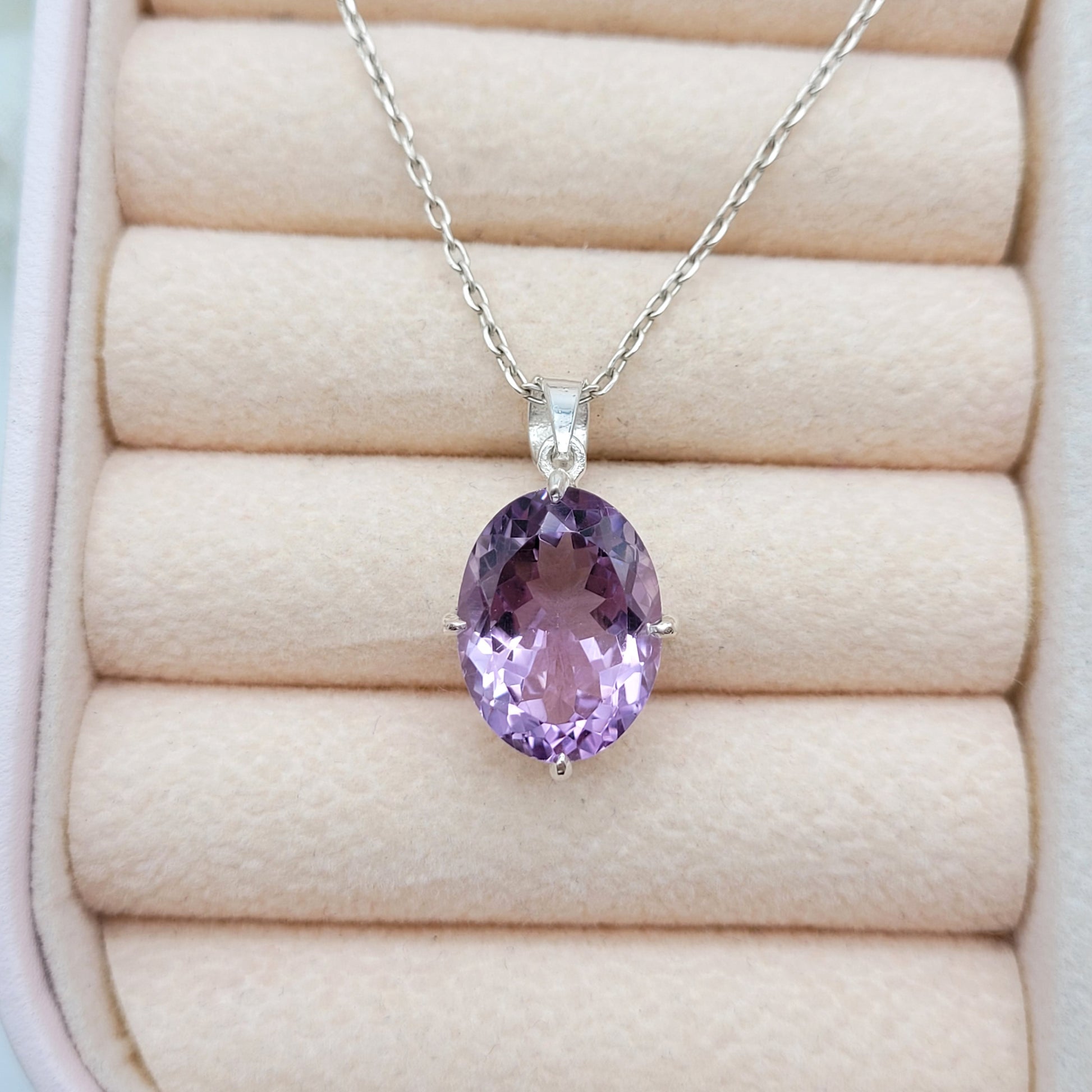 Natural Amethyst Pendant-Purple Gemstone Jewelry-Sterling Silver Necklace-February Birthstone-Elegant Purple Jewelry-749 PILWALS