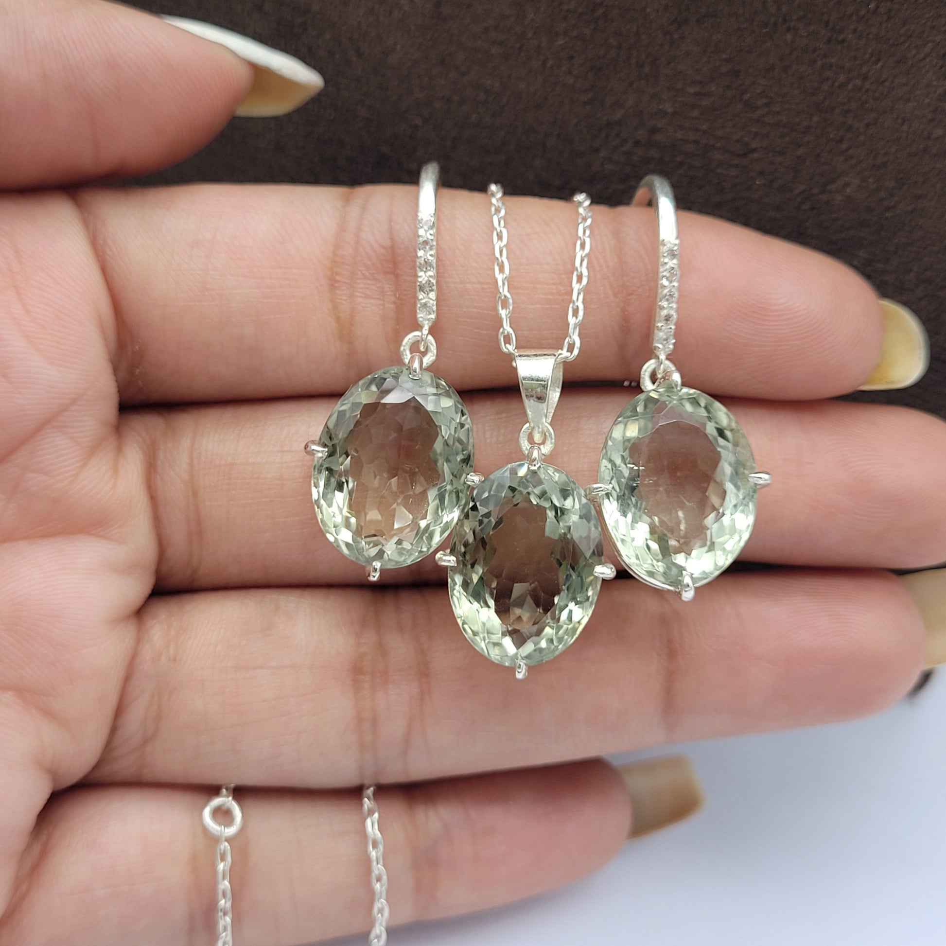 Natural Prasiolite Jewelry-Green Amethyst Pendant-February Birthday Gift-Party Wear Necklace-749 PILWALS