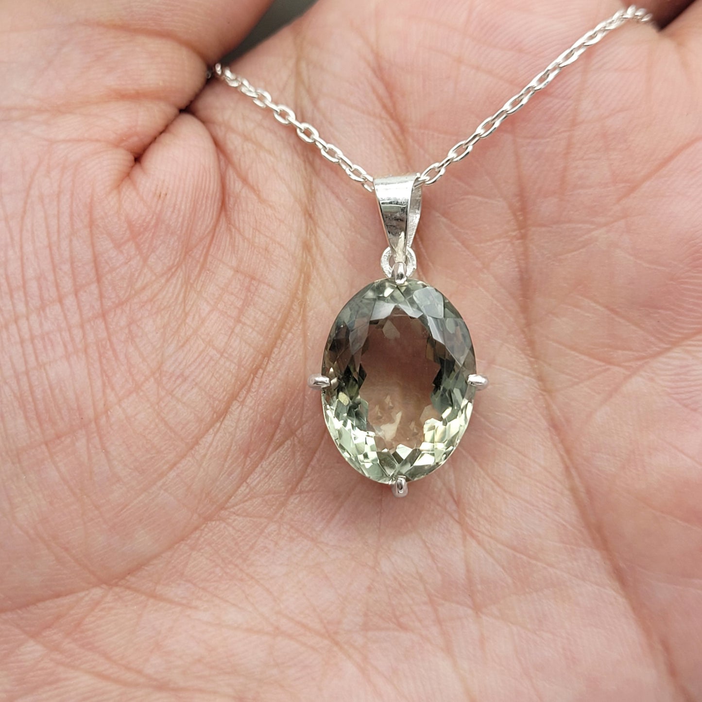 Natural Prasiolite Jewelry-Green Amethyst Pendant-February Birthday Gift-Party Wear Necklace-749 PILWALS