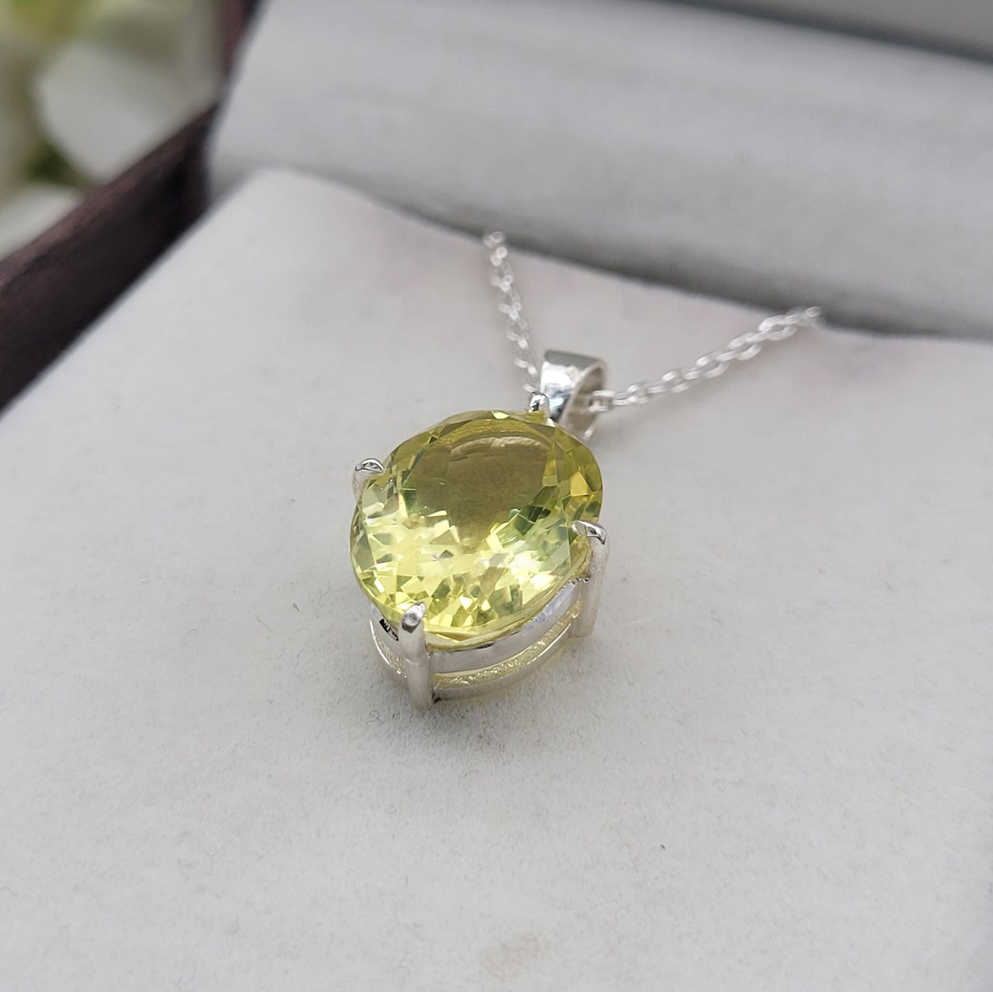 Natural Lemon Quartz Necklace-Handmade Silver Jewelry-Yellow Quartz Pendant-Anniversary Gift for Wife-749 PILWALS