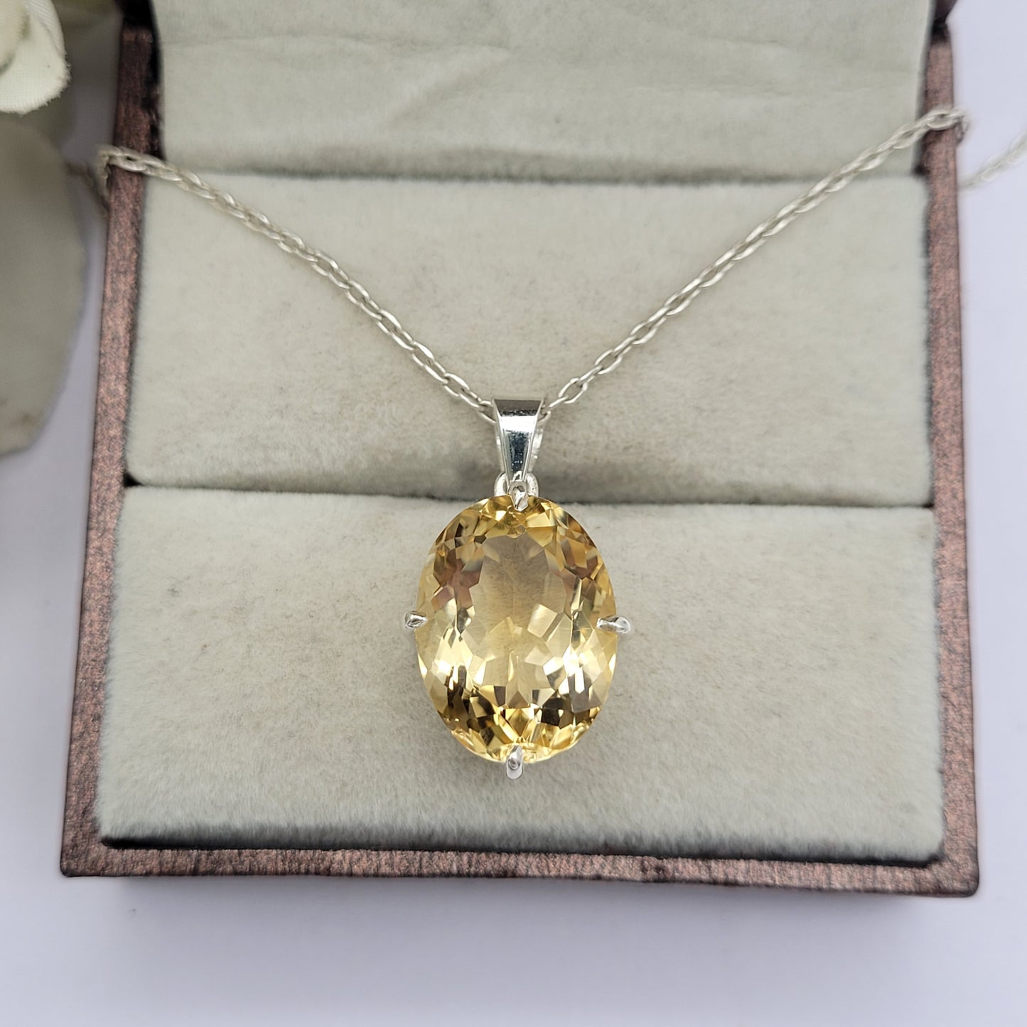 Natural Citrine Pendant-925 Sterling Silver Necklace-Golden Gemstone Pendant-November Birthstone-Bridal Gift-749 PILWALS