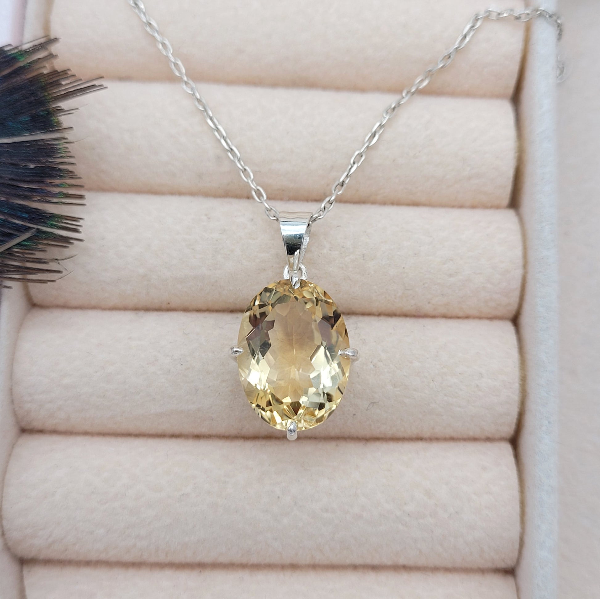 Natural Citrine Pendant-925 Sterling Silver Necklace-Golden Gemstone Pendant-November Birthstone-Bridal Gift-749 PILWALS