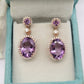 14K Rose Gold Vermeil Earrings-Genuine Amethyst Dangle-Purple Gemstone Earrings-Sterling Silver Jewelry-144 PILWALS