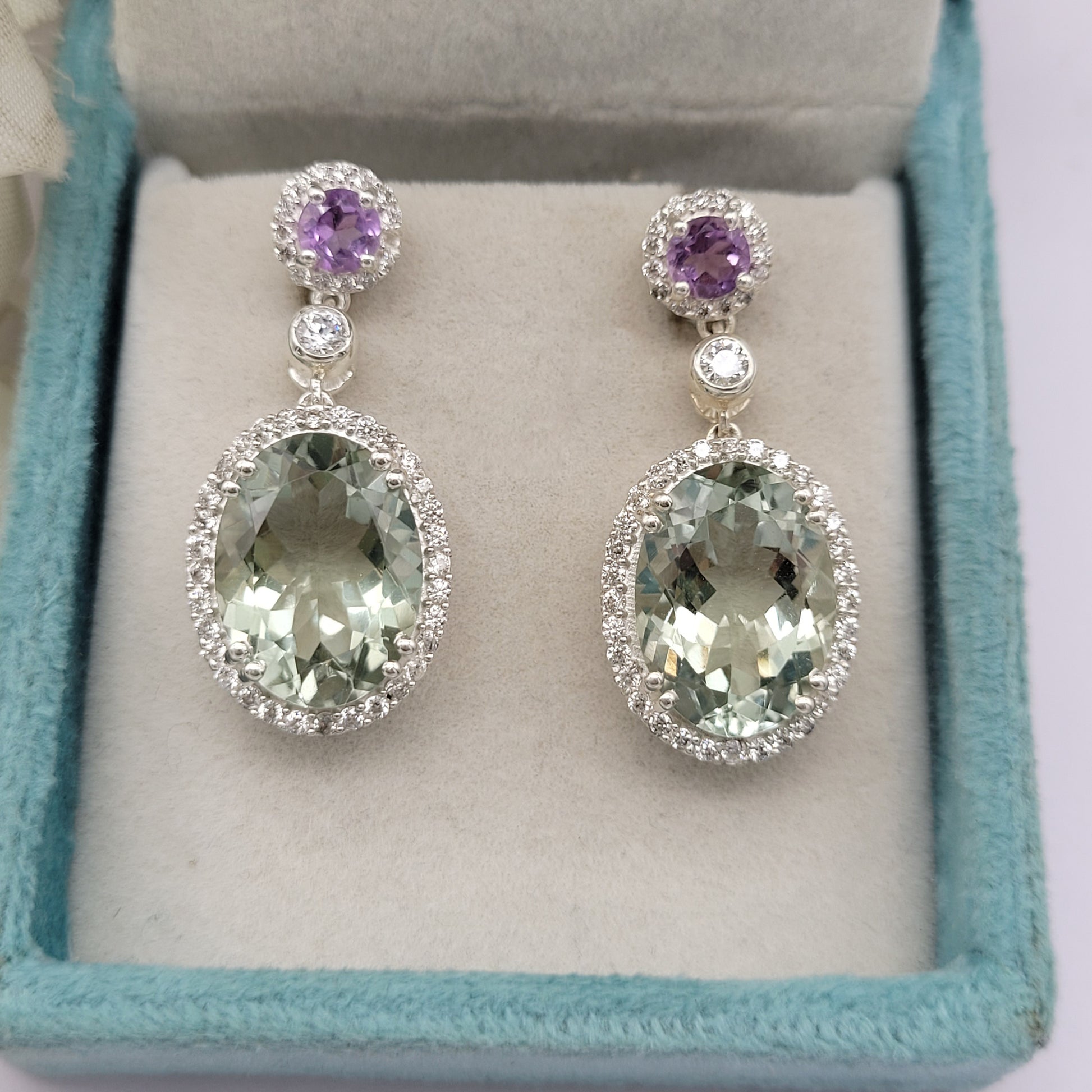 Genuine Prasiolite Earrings-Green and Purple Amethyst Dangle Drops Earrings-February Birthstone Jewelry-Gift For Mom-144 PILWALS