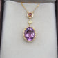 Natural Purple Amethyst Necklace-Topaz and Tourmaline Pendant-14k Gold Vermeil Jewelry-Bridal Purple Necklace-144 PILWALS