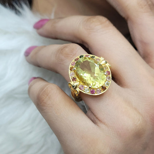 Lemon Quartz Oval Cut Ring-14K Gold Filled Ring-Bridesmaid Gift Ring-Engagement Ring-745 PILWALS