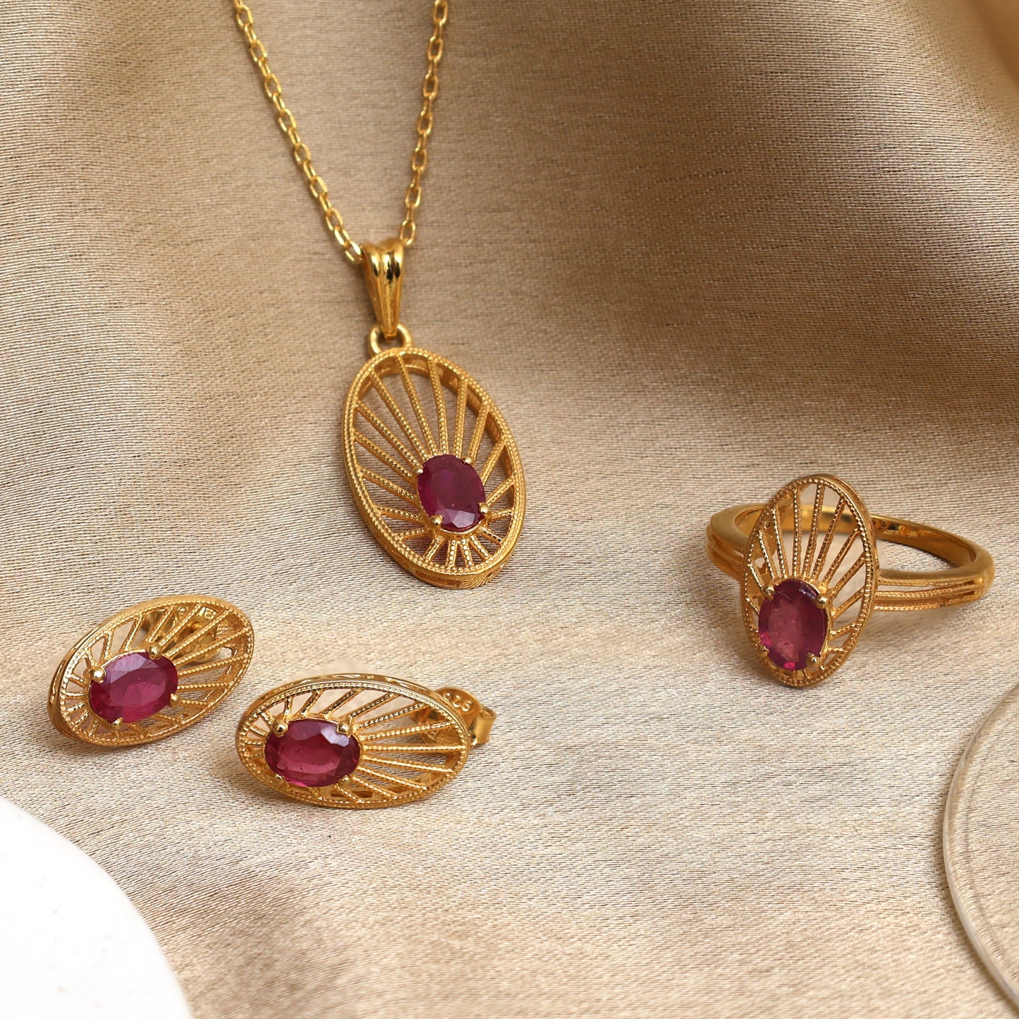 Natural Ruby Bridesmaid Necklace-14K Gold Filled Necklace-July Birthday Gift-Pink Gemstone Earrings-Golden Chain With Pendant-Ruby Promise Ring5x7 PILWALS