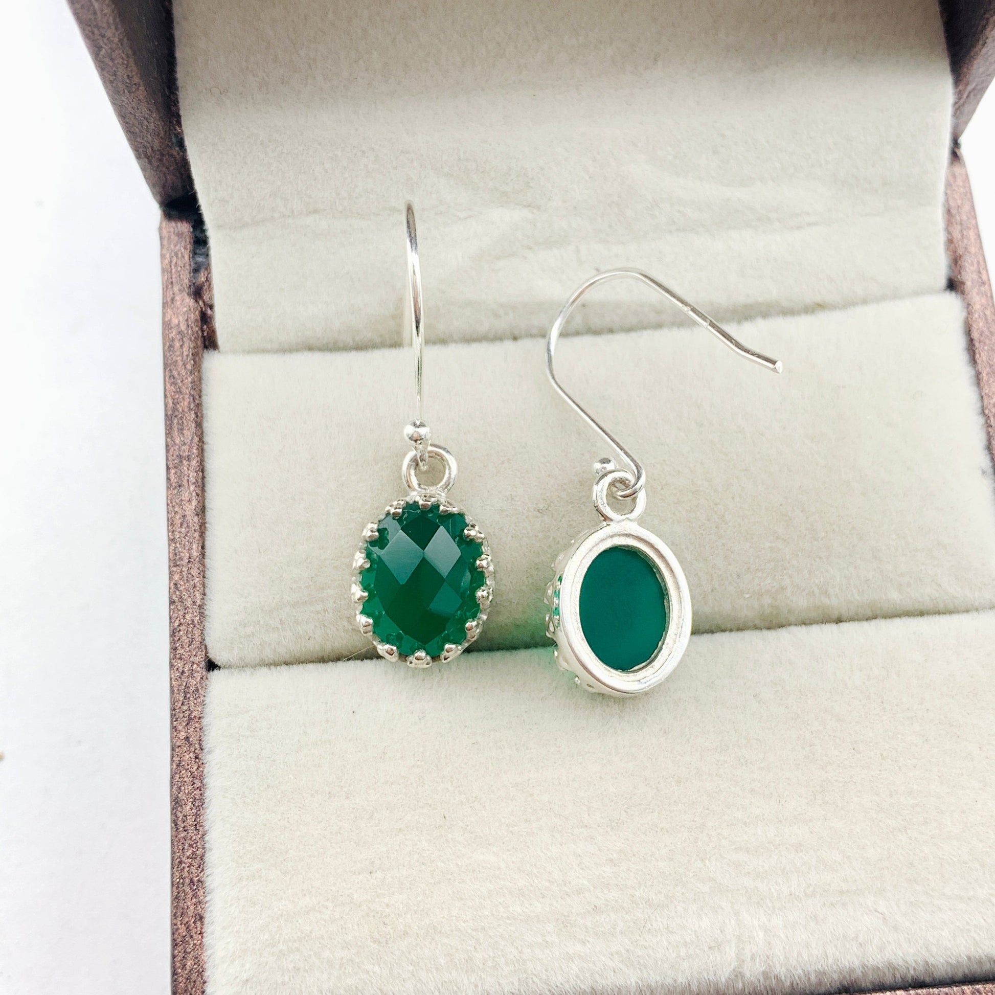 Green Onyx Pendant with Matching Earrings Set-925 Sterling Silver Gemstone Necklace-May Birthday Gift-Anniversary Gift For Her-726 PILWALS