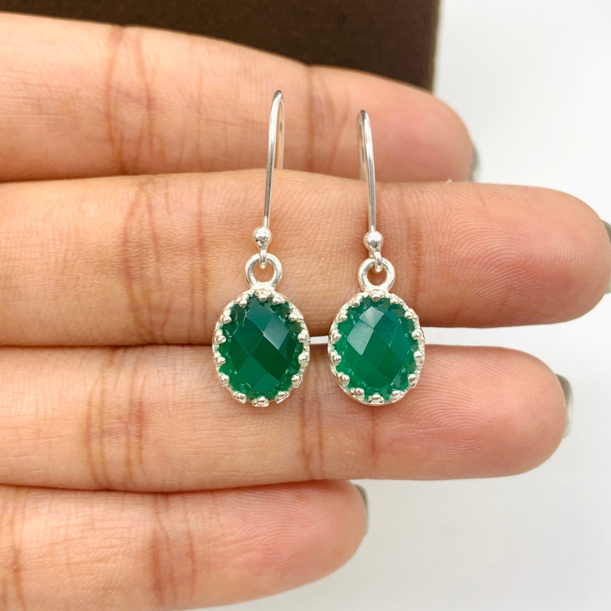 Green Onyx Pendant with Matching Earrings Set-925 Sterling Silver Gemstone Necklace-May Birthday Gift-Anniversary Gift For Her-726 PILWALS