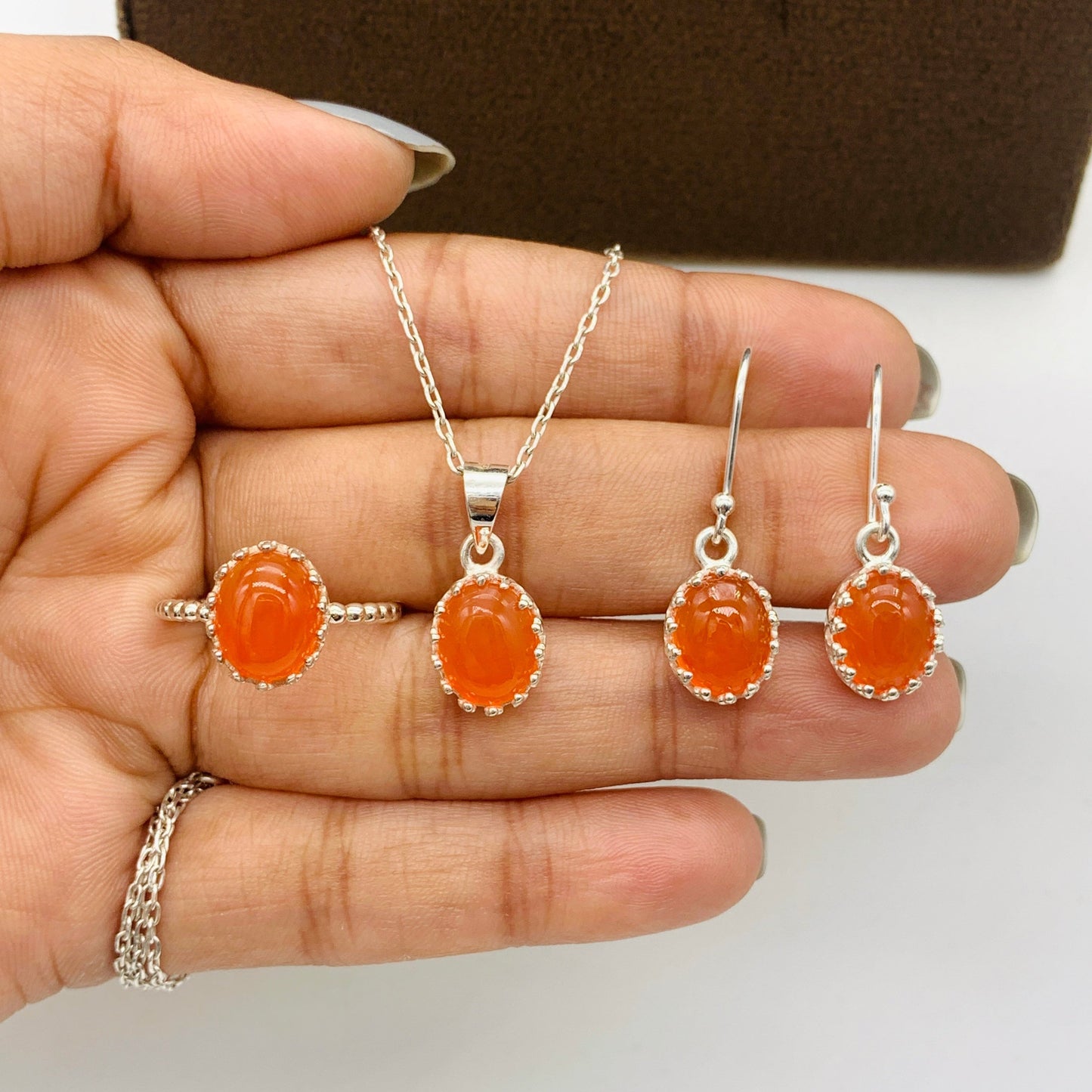 Natural Carnelian Necklace-Orange Gemstone Pendant With Chain-Healing Carnelian Necklace-August Birthstone Jewelry-Gift For Love-726 PILWALS