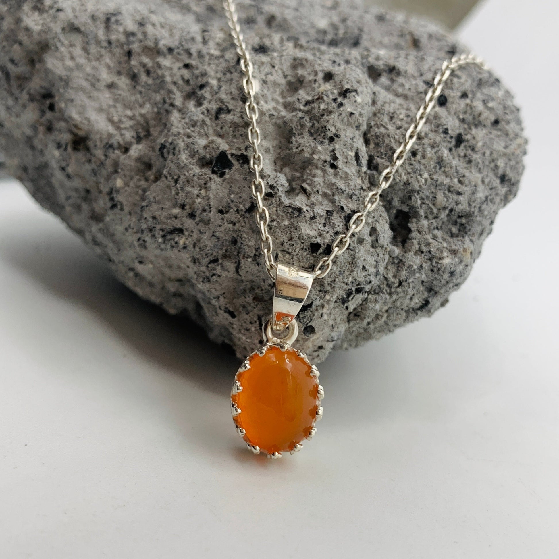 Natural Carnelian Necklace-Orange Gemstone Pendant With Chain-Healing Carnelian Necklace-August Birthstone Jewelry-Gift For Love-726 PILWALS