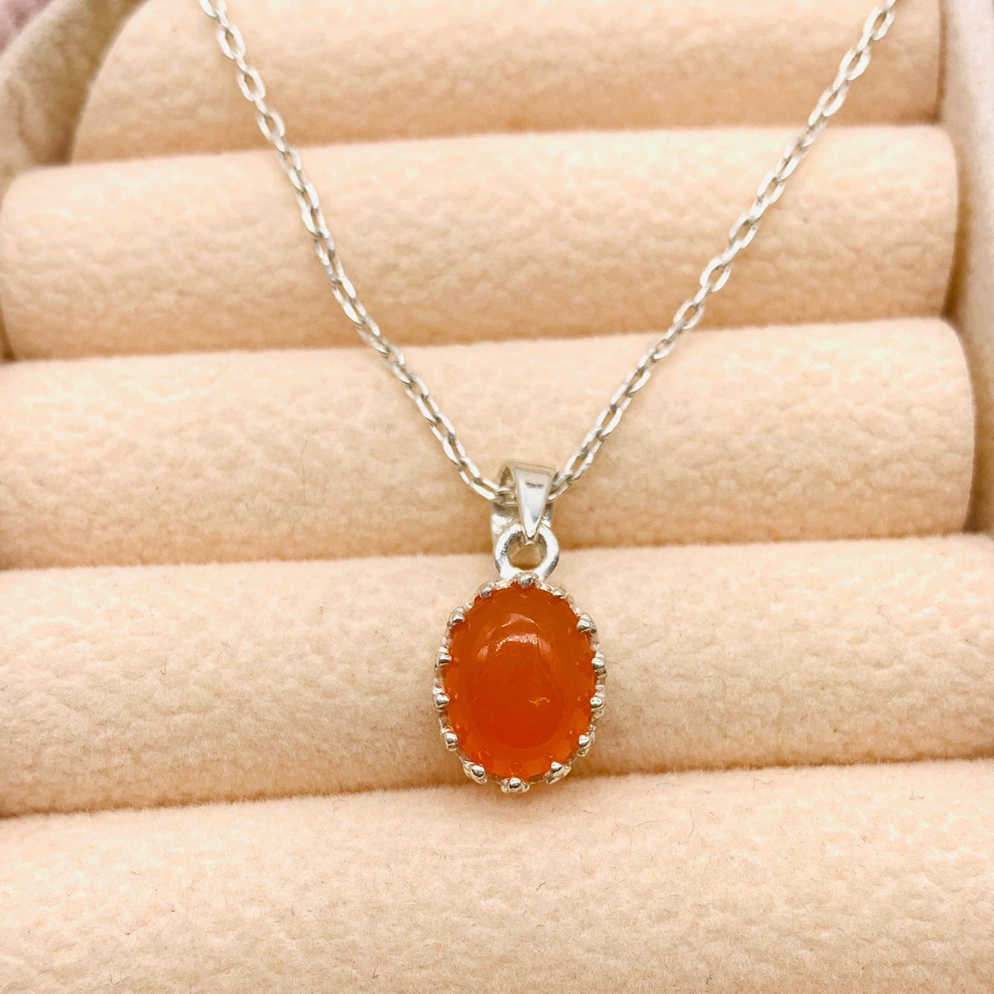 Natural Carnelian Necklace-Orange Gemstone Pendant With Chain-Healing Carnelian Necklace-August Birthstone Jewelry-Gift For Love-726 PILWALS