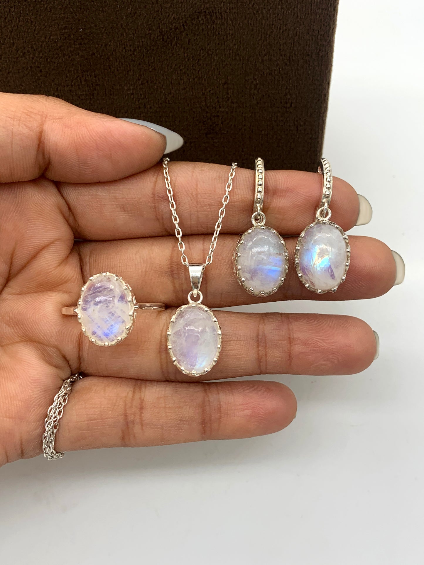 Natural Rainbow Moonstone Necklace-Moonstone Silver Jewelry-June Birthstone Gift Pendant-Chain with Pendant-117 PILWALS