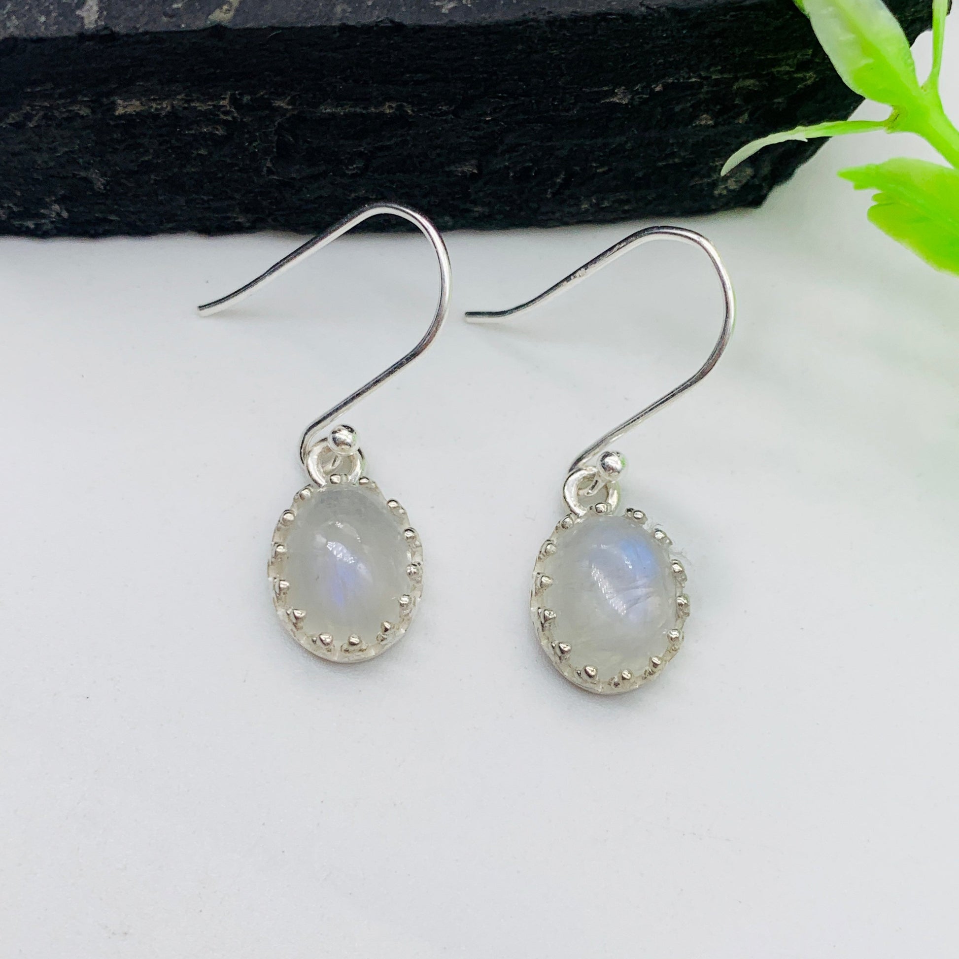 Natural Rainbow Moonstone Necklace and Earrings-925 Sterling Silver Handmade Set-Moonstone Smooth Oval Ring-726 PILWALS