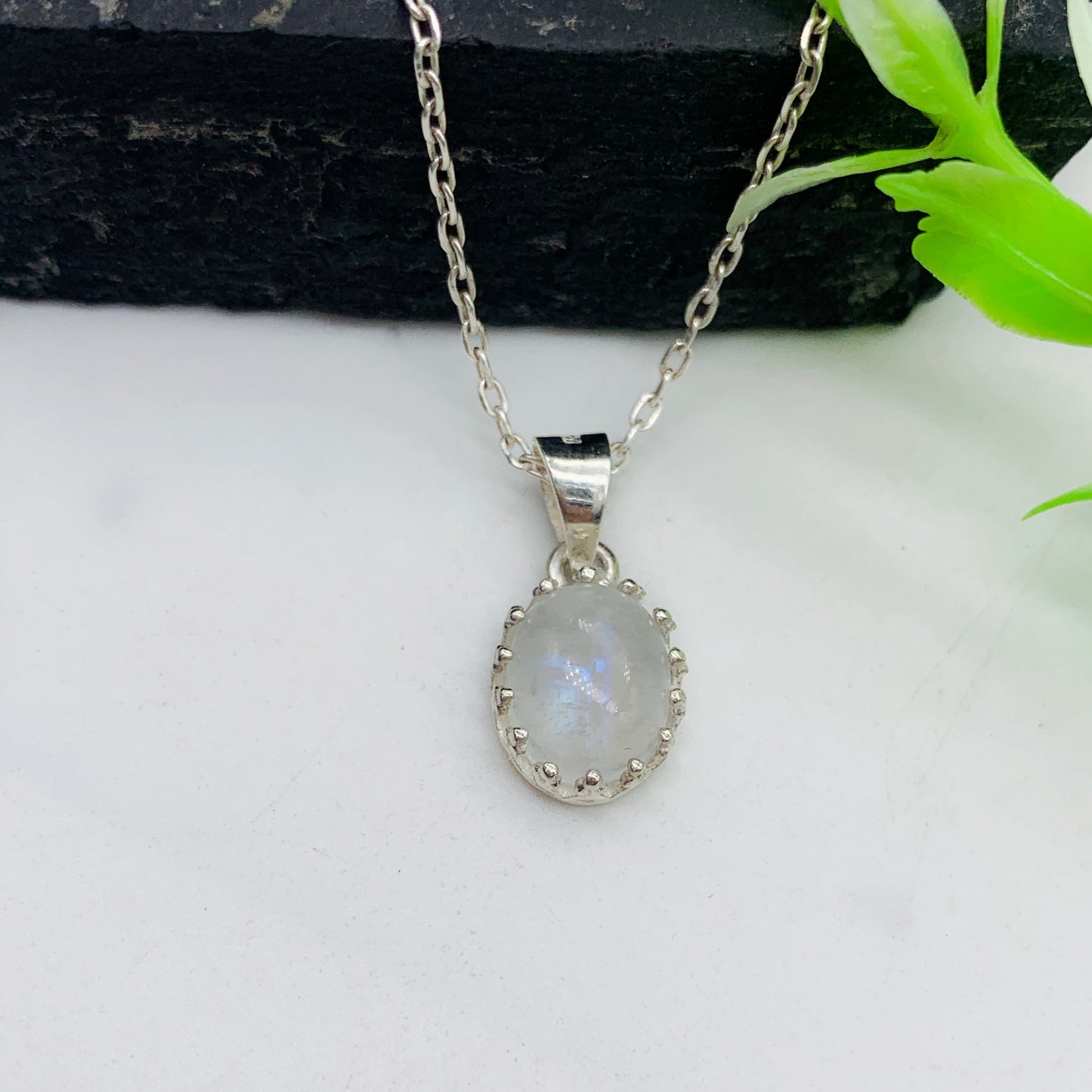 Natural Rainbow Moonstone Necklace and Earrings-925 Sterling Silver Handmade Set-Moonstone Smooth Oval Ring-726 PILWALS