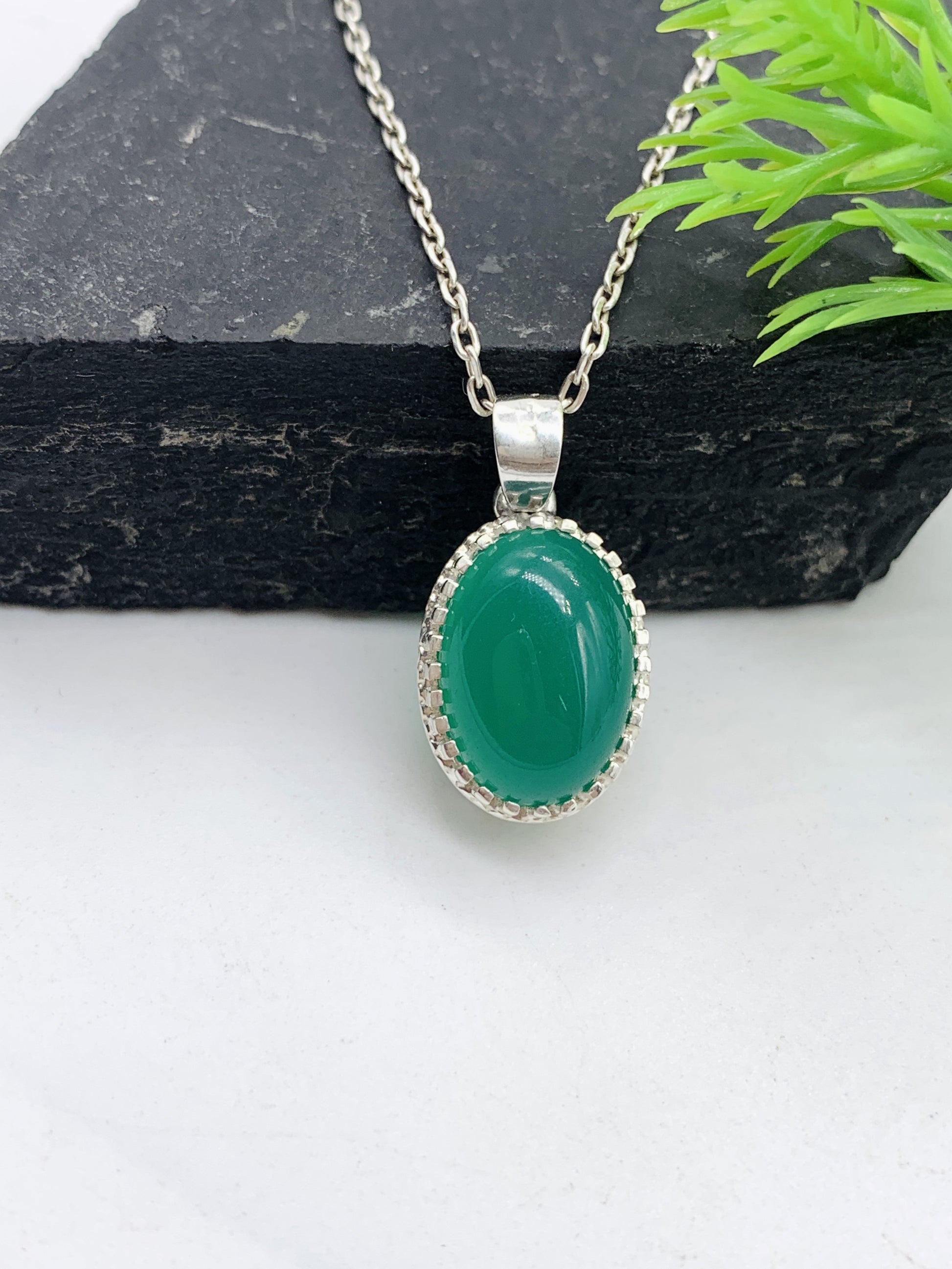 Natural Green Onyx Necklace-May Birthday Gift-Wedding Onyx Jewelry-Handmade Onyx Necklace-322 PILWALS