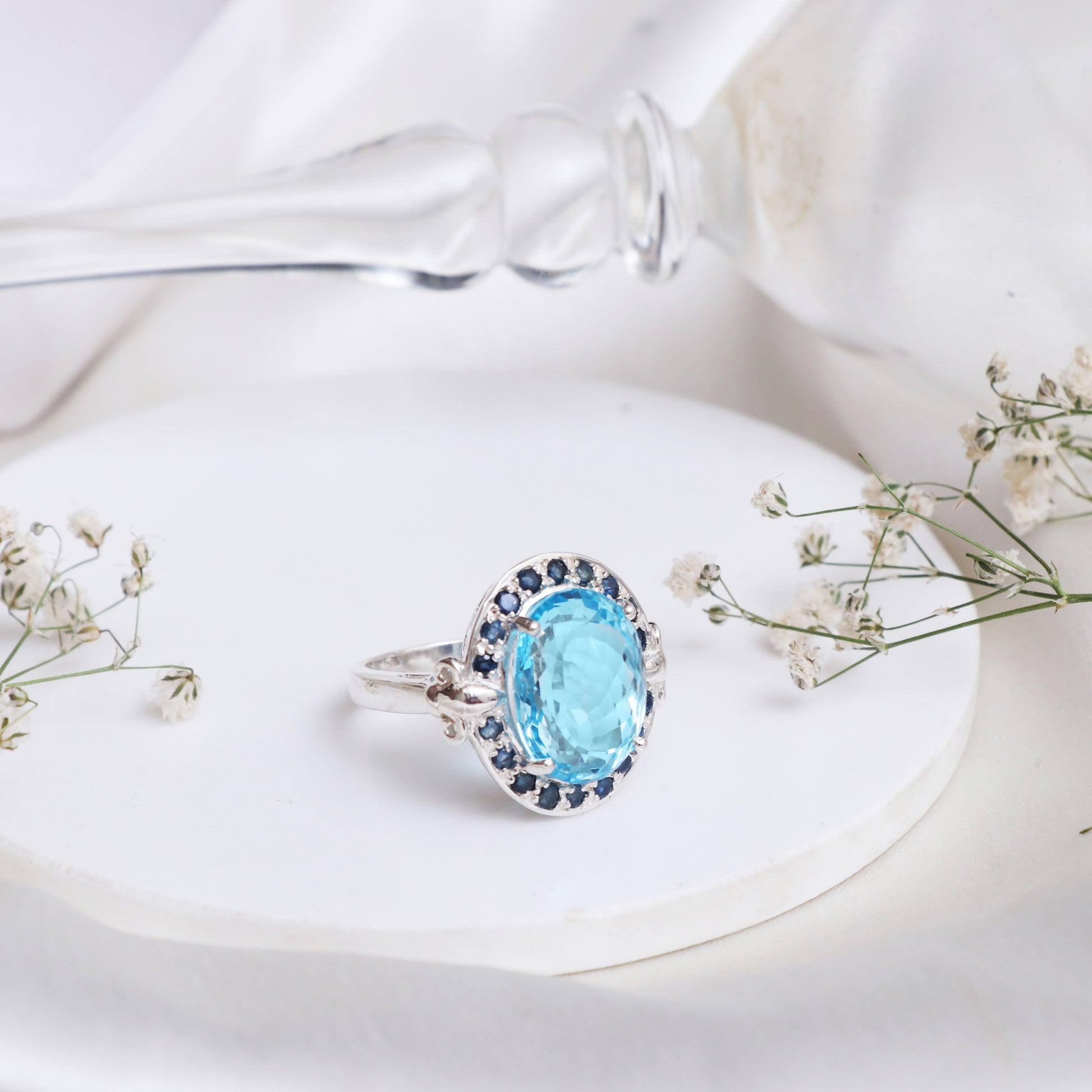 See Blue Topaz Vintage Silver Ring-14k Gold Filled Ring-Wedding Anniversary Gift Ring-Family Love Ring-Gift for Mom-745 PILWALS