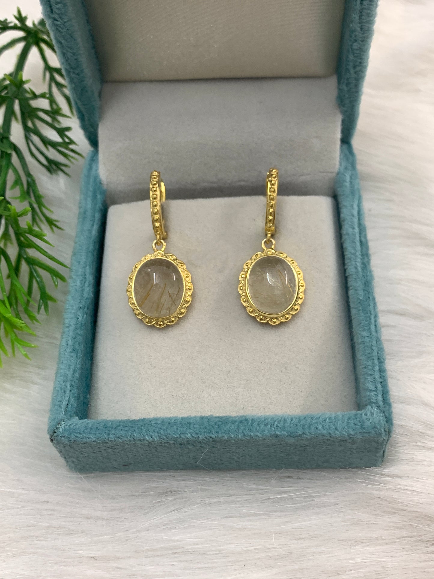 14K Gold Vermeil Necklace-Genuine Rutile Quartz Jewelry-Golden Quartz Pendant Set-Unique Quartz Necklace-539 PILWALS