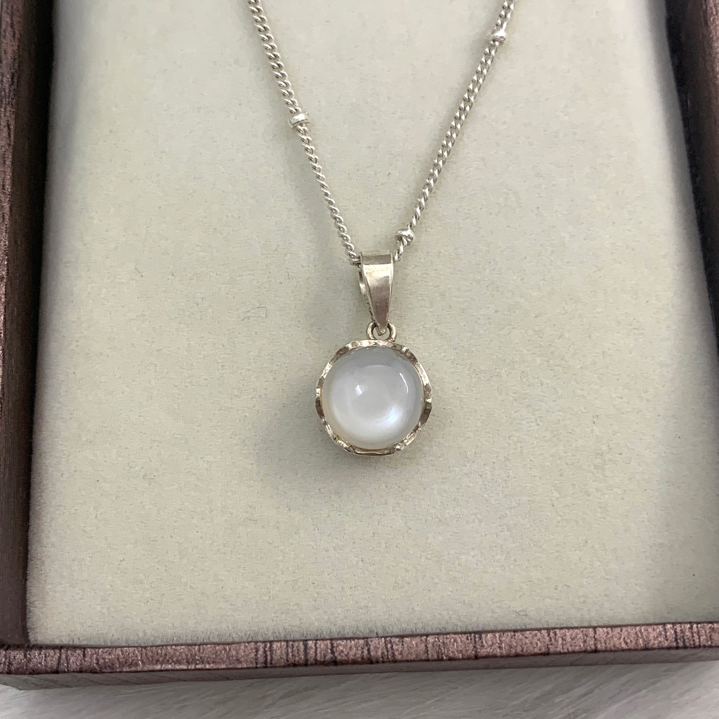 Genuine Moonstone Silver Necklace-June Birthstone Pendant Set-Elegant Simple Jewelry For Her-Moonstone Promise Ring-535 PILWALS