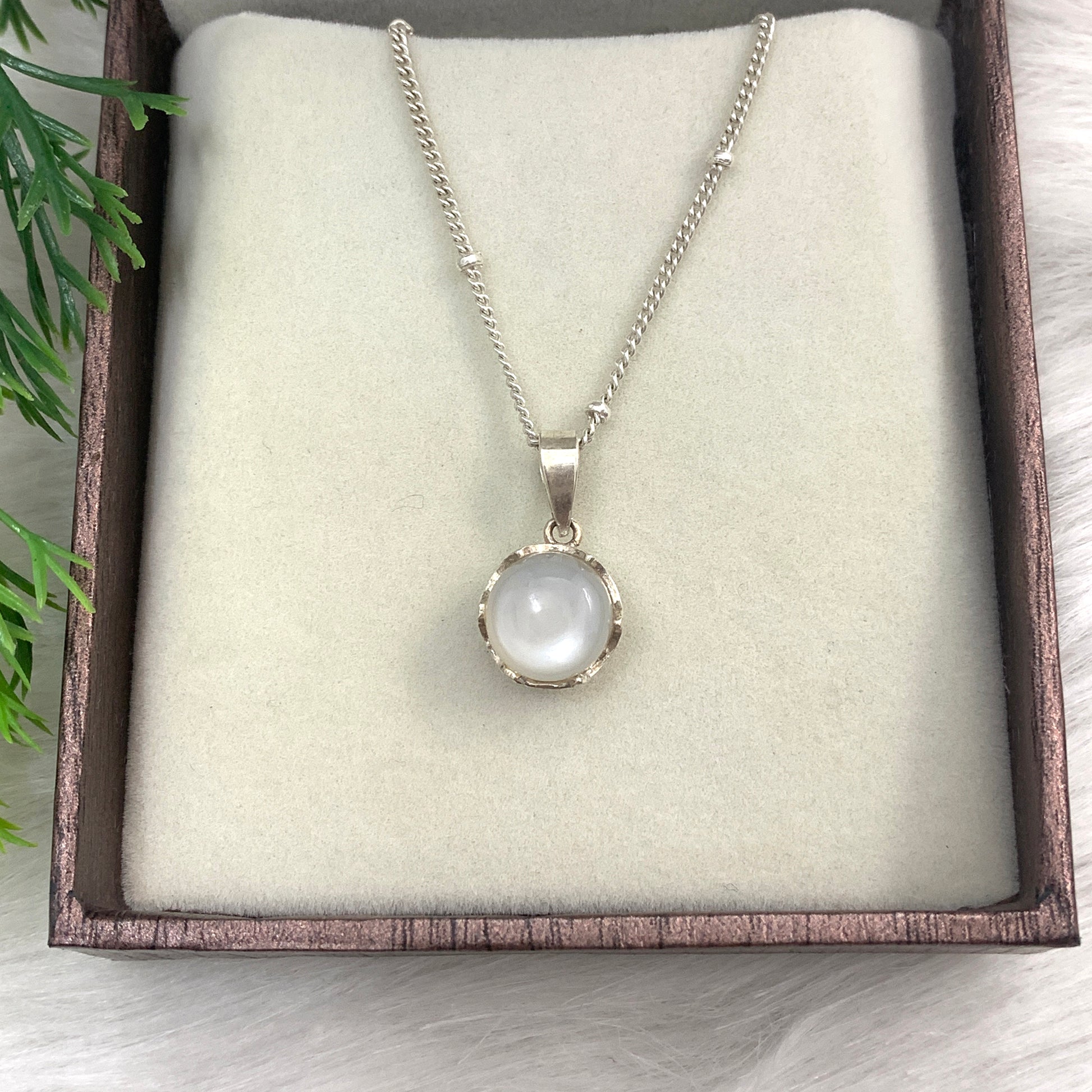 Genuine Moonstone Silver Necklace-June Birthstone Pendant Set-Elegant Simple Jewelry For Her-Moonstone Promise Ring-535 PILWALS