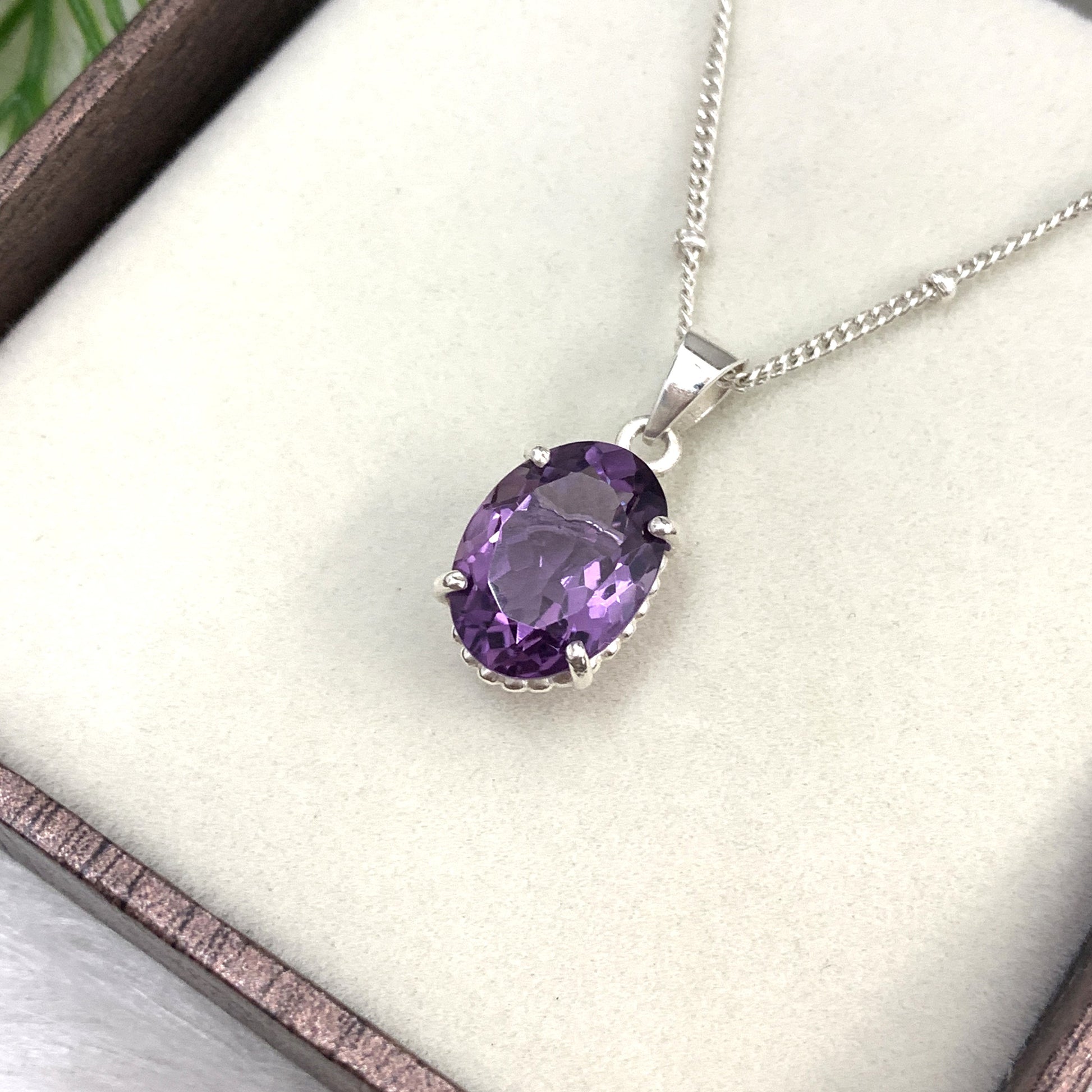 925 Sterling Silver Necklace For Woman & Girls-February Birthstone Necklace-Purple Amethyst Pendant-732 PILWALS