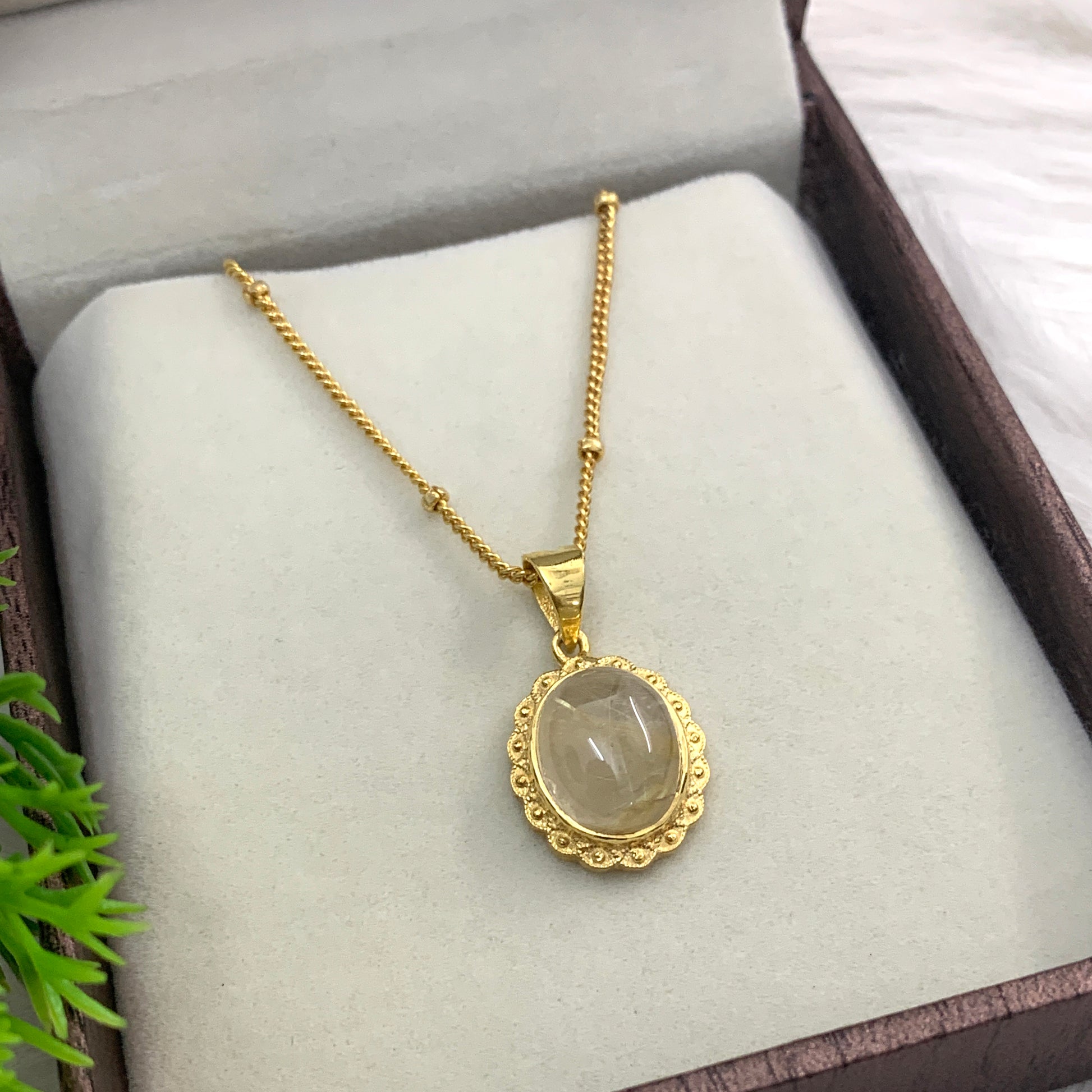 14K Gold Vermeil Necklace-Genuine Rutile Quartz Jewelry-Golden Quartz Pendant Set-Unique Quartz Necklace-539 PILWALS