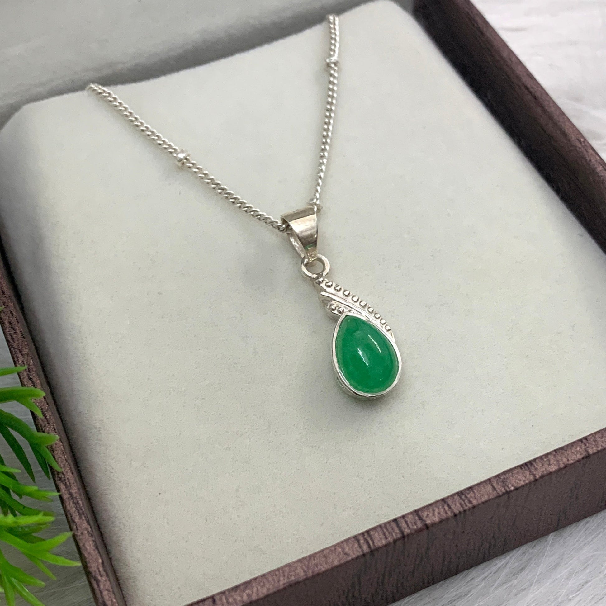 Green Jade Minimalist Necklace-Jade Dainty Earrings-Jade Simple Pendant Set-Everyday Jade Silver Necklace-Gift for Her-523 PILWALS