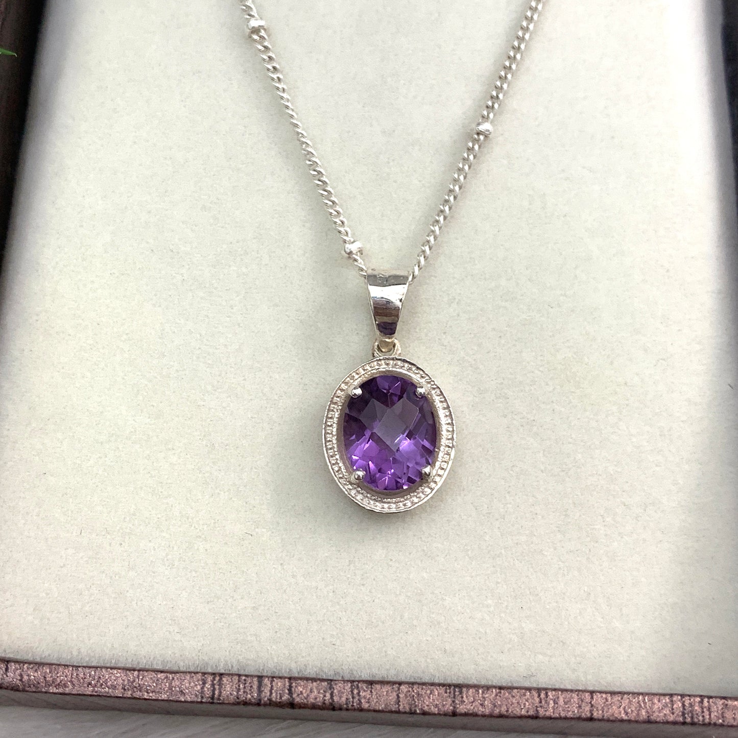 Natural Amethyst Oval Cut Necklace-Bridal Gift Necklace-Purple Gemstone Pendant-Dangle Drop Earrings-556 PILWALS