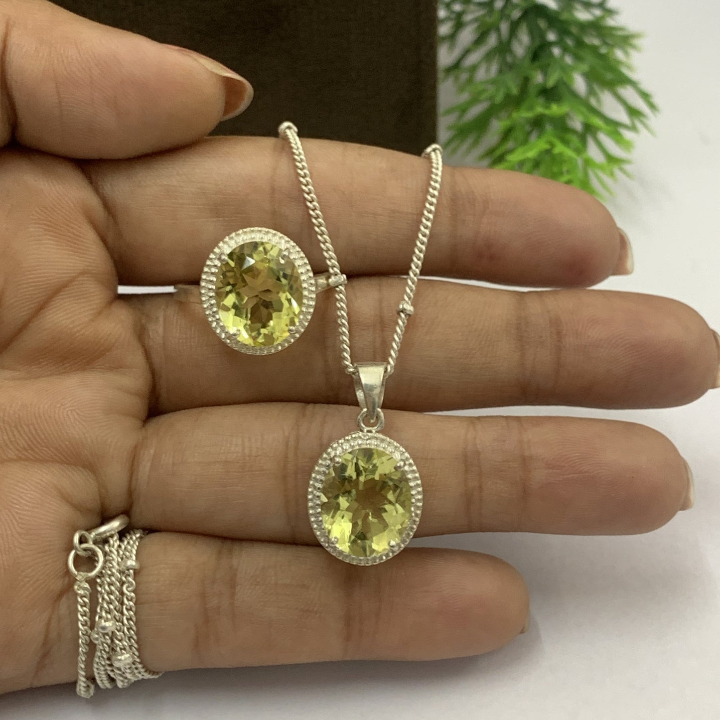 Natural Lemon Quartz Necklace-Handmade Quartz Pendant Set-Sterling Silver Dangle Drops Earrings-Gift For Wife-541 PILWALS