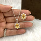 Natural Golden Citrine Flower Necklace-Handmade Silver Pendant Set-November Birthstone Jewelry-Gift For Wife-542 PILWALS