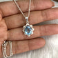 Unique Topaz Silver Necklace-Blue Topaz Flower Pendant Set-December Birthstone Jewelry-Bridal Gift Necklace-542 PILWALS