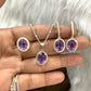 Natural Amethyst Oval Cut Necklace-Bridal Gift Necklace-Purple Gemstone Pendant-Dangle Drop Earrings-556 PILWALS