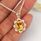 Natural Golden Citrine Flower Necklace-Handmade Silver Pendant Set-November Birthstone Jewelry-Gift For Wife-542 PILWALS