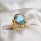 See Blue Topaz Vintage Silver Ring-14k Gold Filled Ring-Wedding Anniversary Gift Ring-Family Love Ring-Gift for Mom-745 PILWALS