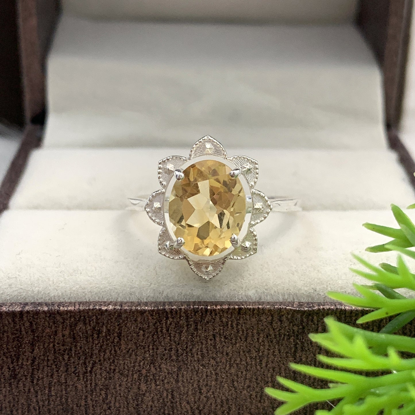 Natural Golden Citrine Flower Necklace-Handmade Silver Pendant Set-November Birthstone Jewelry-Gift For Wife-542 PILWALS